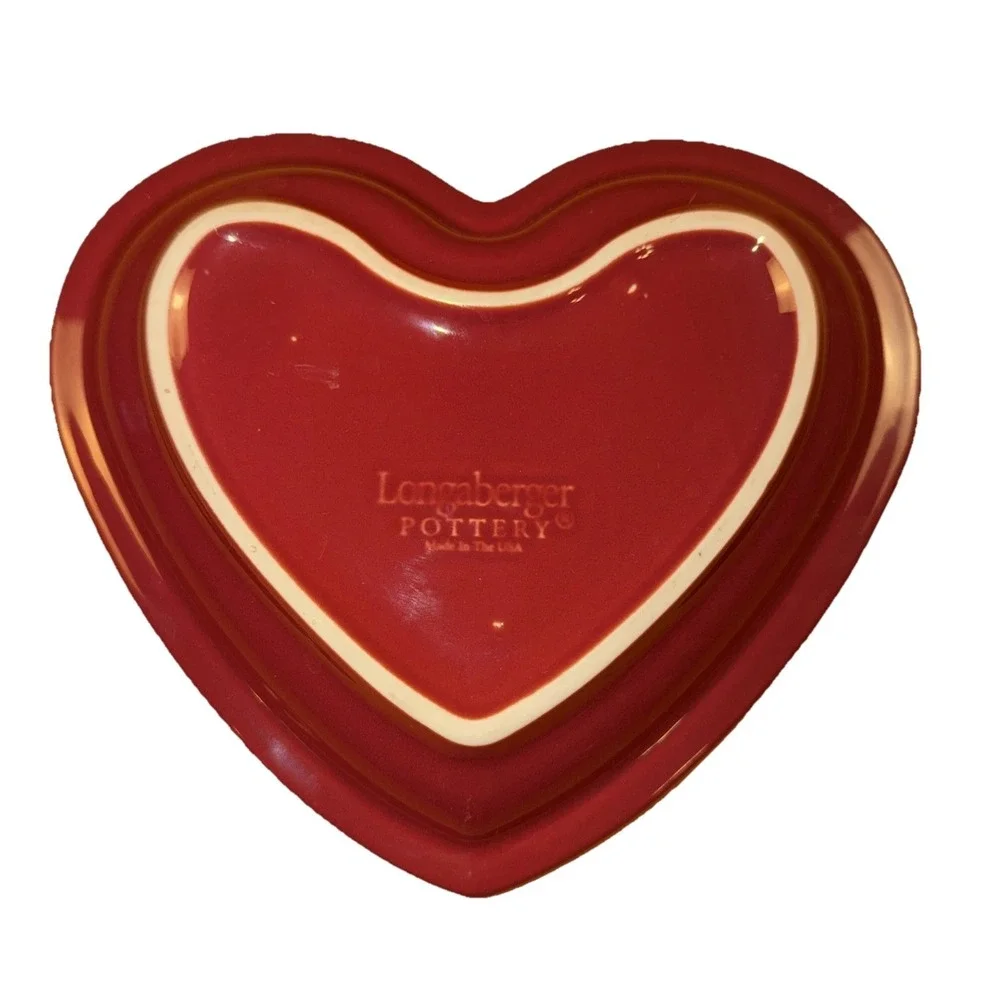 Longaberger Pottery Heart Shaped‎ Plate Paprika Red